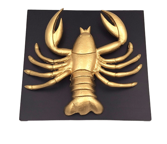 Statuetta decorativa Cancro dorata in alluminio con possibilità di personalizzazione tramite incisione - elegante regalo per ogni occasione, dimensioni 29 x 27,5 x 9 cm, base in legno nero