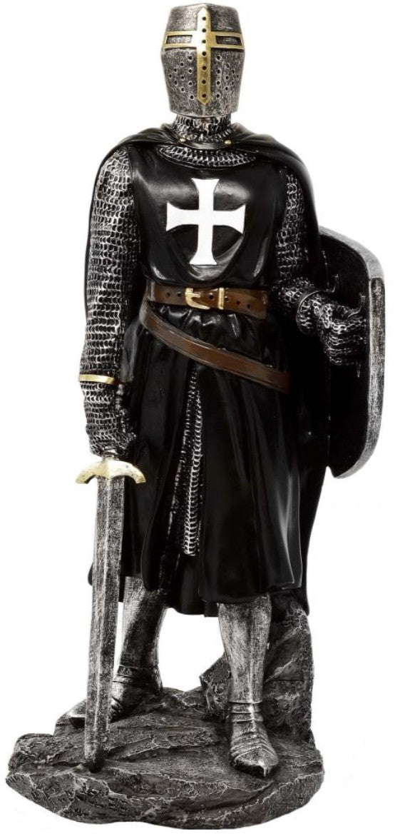 Cavaliere Crociato in Poliresina MC-23078 - Statuetta 30cm con Possibilità di Personalizzazione con Incisione