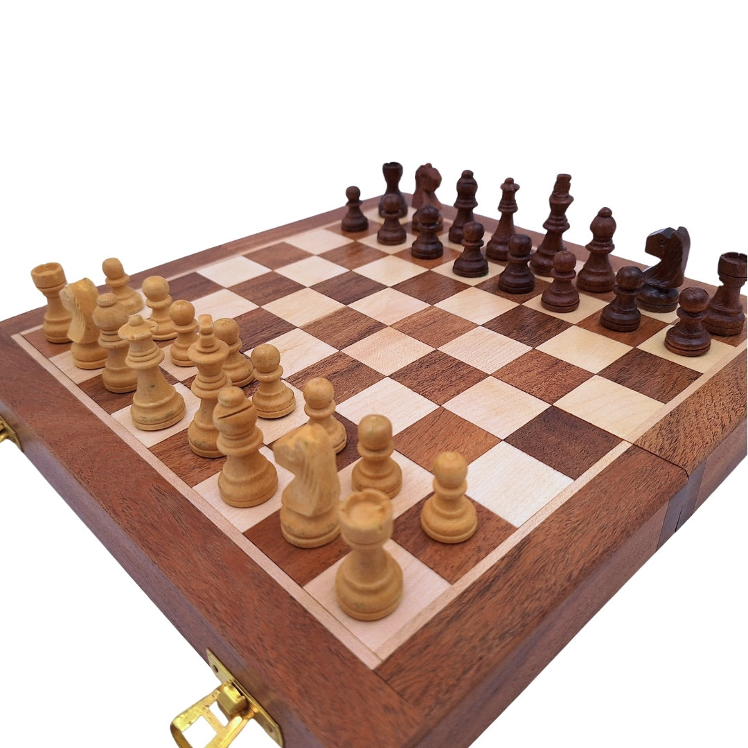 Scacchi magnetici in legno 30x30 cm pieghevoli G614 con incisione