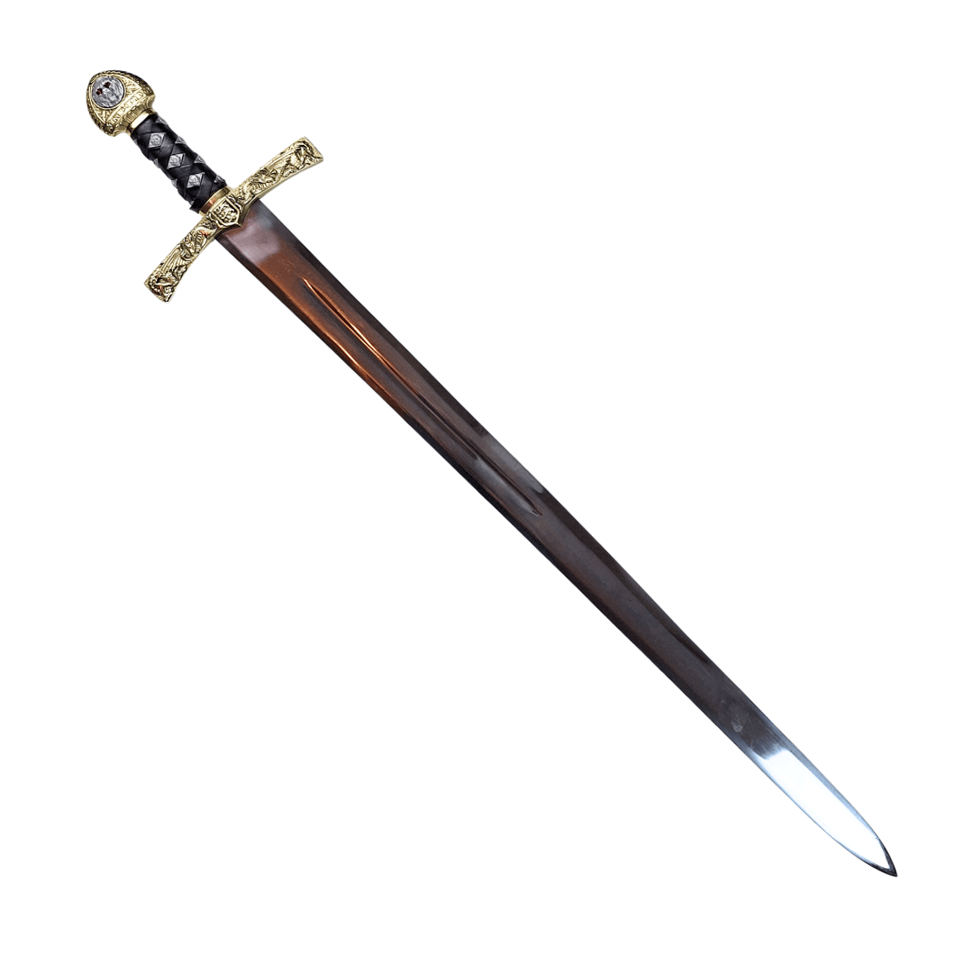 Replica della Spada Excalibur del Re Artù con Incisione – 98,5 cm, Lama in Acciaio, Impugnatura in Ottone