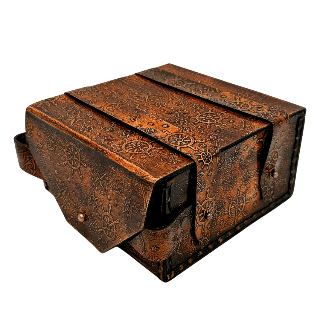 Sestante in ottone retrò in custodia di pelle - elegante strumento di navigazione con possibilità di incisione - regalo ideale per appassionati di vela e storia - dimensioni 13x12x7 cm