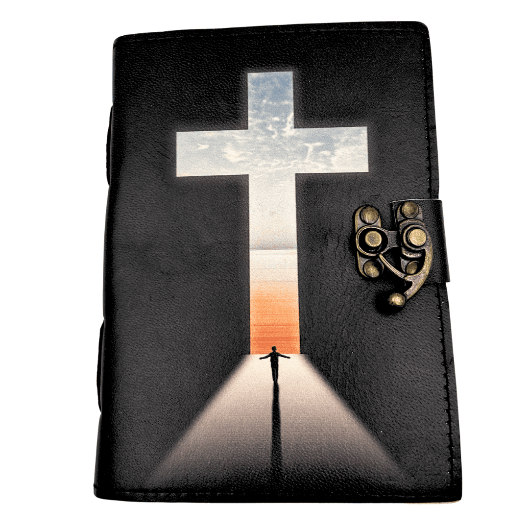Taccuino in pelle Croce Religiosa Libro di preghiere con incisione