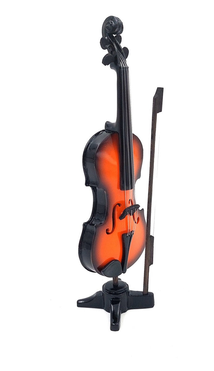 Mini Violino fatto a mano in resina, altezza 13 cm, possibilità di personalizzazione incisa, ideale come regalo per amanti della musica