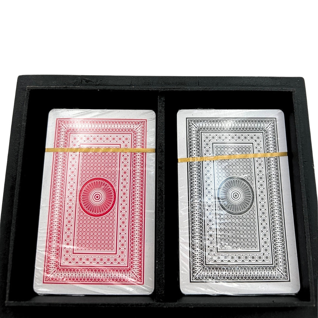 Elegante Set di Due Mazzi di Carte in Scatola di Resina con Possibilità di Personalizzazione Incisa