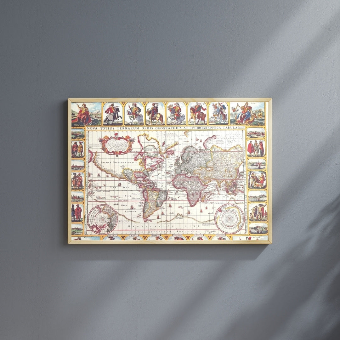 Mappa del mondo Piscator 1652 con possibilità di incisione personalizzata