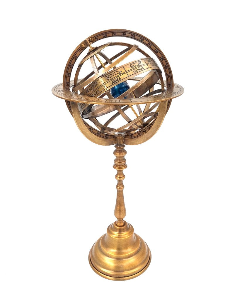 Astrolabio sferico in ottone da 39 cm, personalizzabile con incisione
