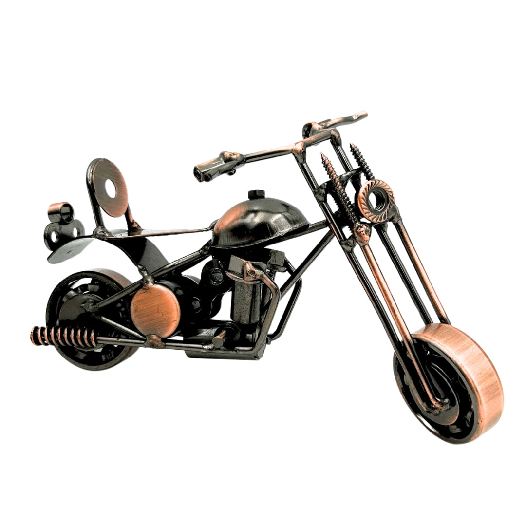 Modello di motocicletta Chopper M33 con incisione - Metallo, color rame-antracite, 15x6x9,5 cm