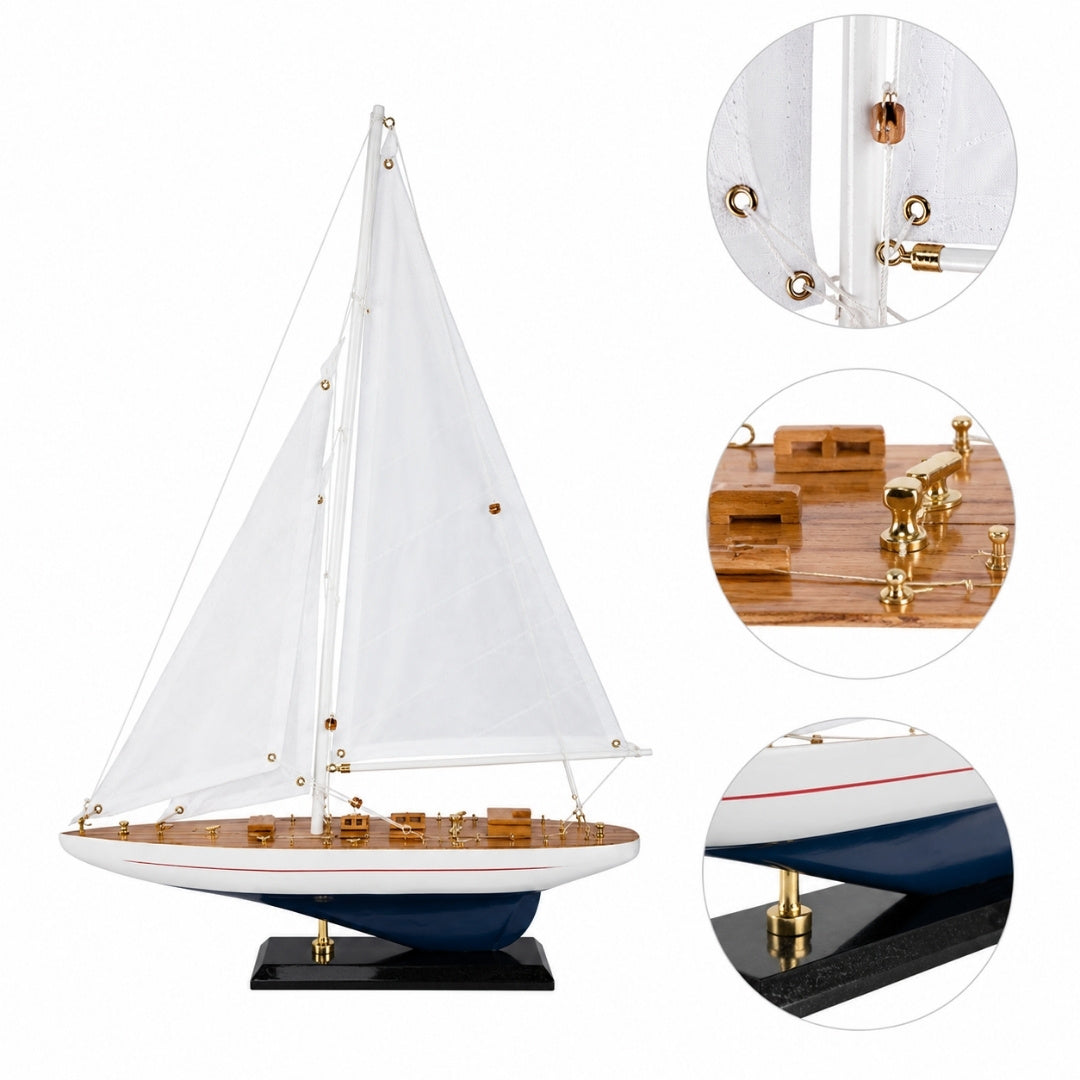 Modello Barca a Vela in Legno Enterprise 49 cm con Incisione Personalizzata