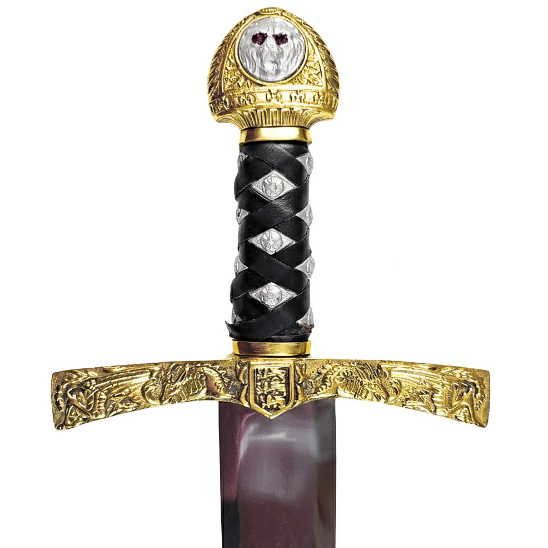 Replica della Spada Excalibur del Re Artù con Incisione – 98,5 cm, Lama in Acciaio, Impugnatura in Ottone