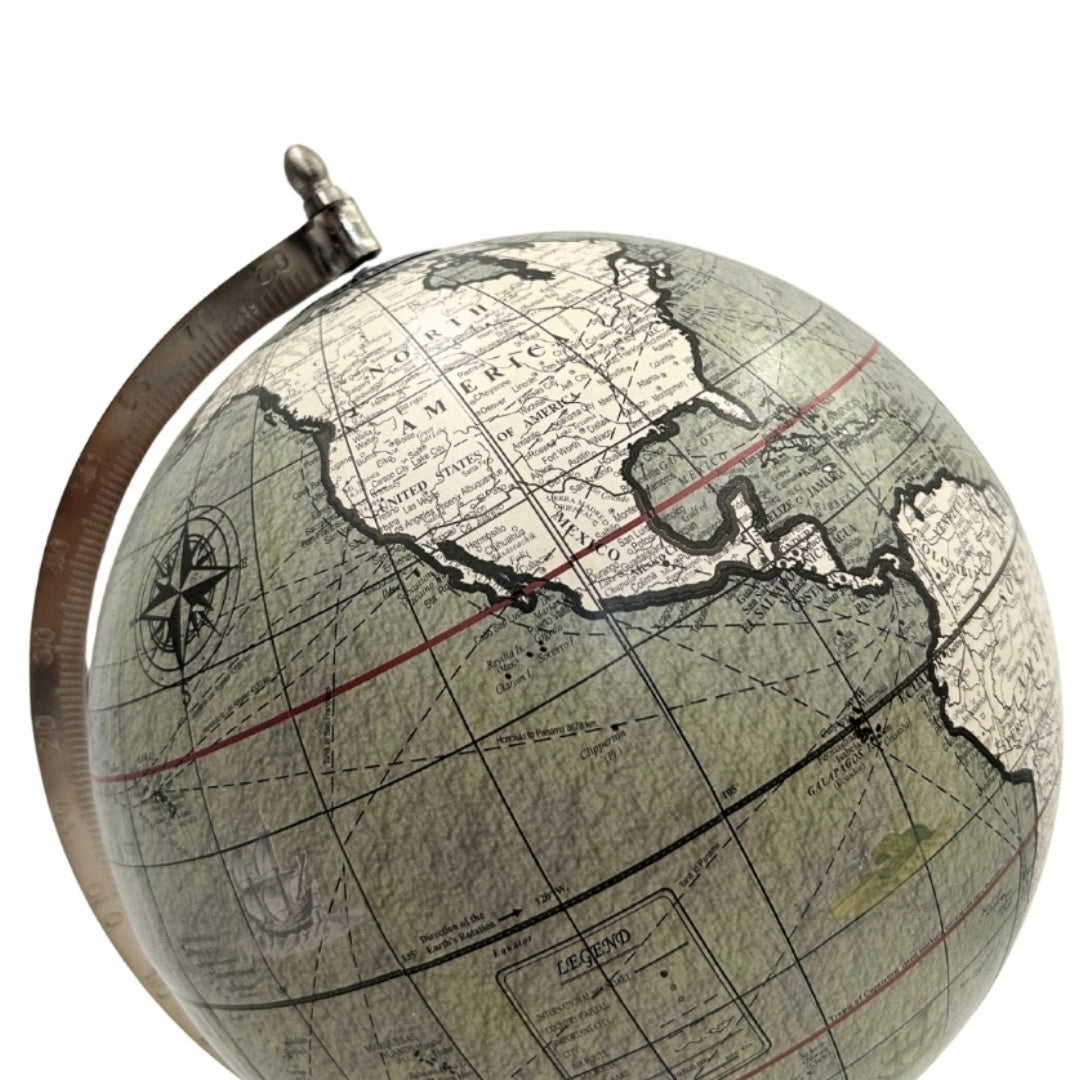Globo decorativo su base in pietra da 30 cm con possibilità di personalizzazione con incisione - Regalo elegante in tonalità di grigio e pietra nera