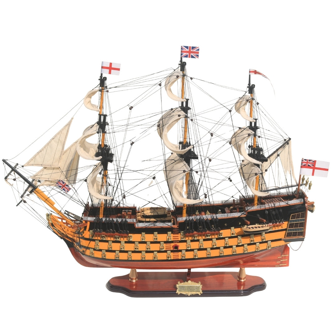 Modello assemblato del veliero HMS Victory da 80 cm con possibilità di personalizzazione tramite incisione - Decorazione esclusiva da regalare, realizzata a mano in legno esotico, alta qualità e cura dei dettagli