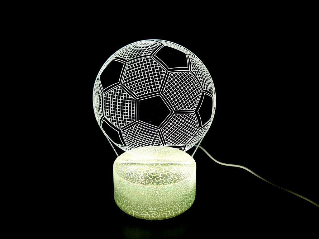 Lampada da notte a forma di pallone con possibilità di personalizzazione tramite incisione - Regalo ideale per gli amanti del calcio - altezza 17 cm - 3 colori disponibili - Alimentazione USB o 3 batterie AAA