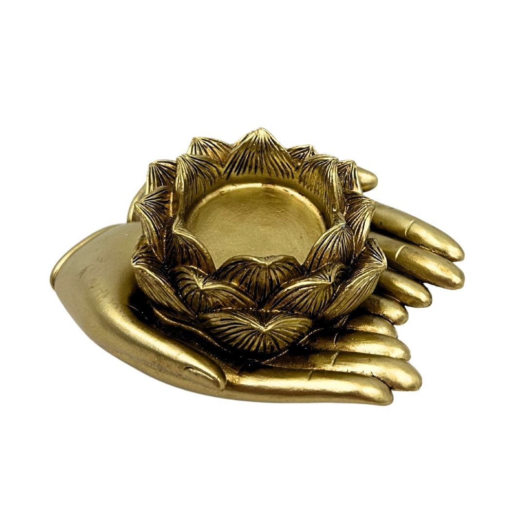 Portacandela Glamour dorato per tealight con possibilità di incisione personalizzata – elegante elemento decorativo per interni dimensioni 11,5 x 9,4 x 4,8 cm in polyresina