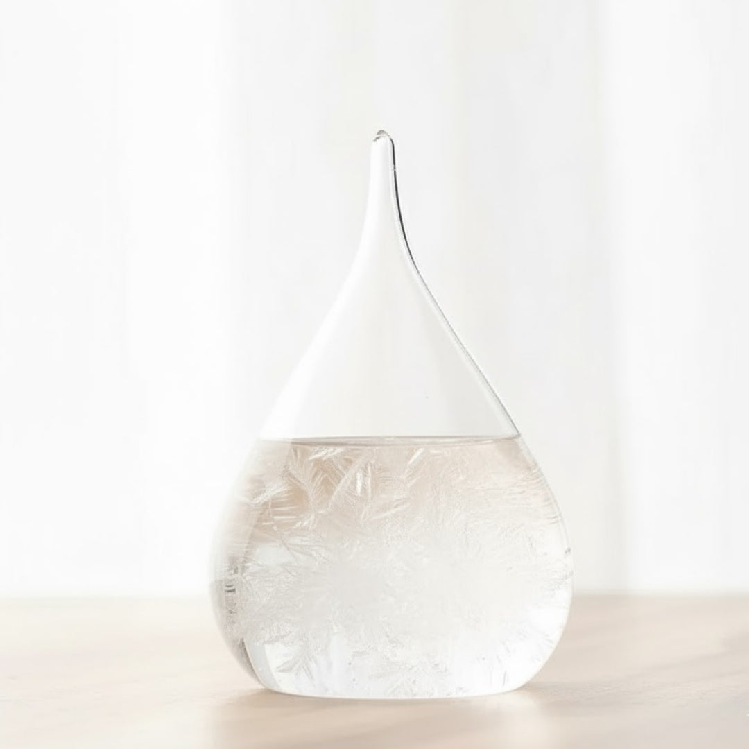 Barometro tempesta Fitzroya - goccia Storm Glass con possibilità di personalizzazione tramite incisione - elegante regalo a forma di goccia, altezza 11 cm, contenitore in vetro con cristalli unici che reagiscono ai cambiamenti del tempo