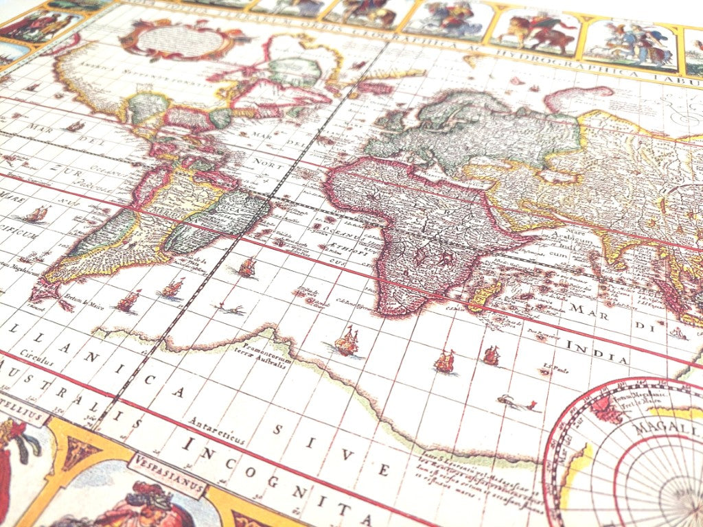 Mappa del mondo Piscator 1652 con possibilità di incisione personalizzata
