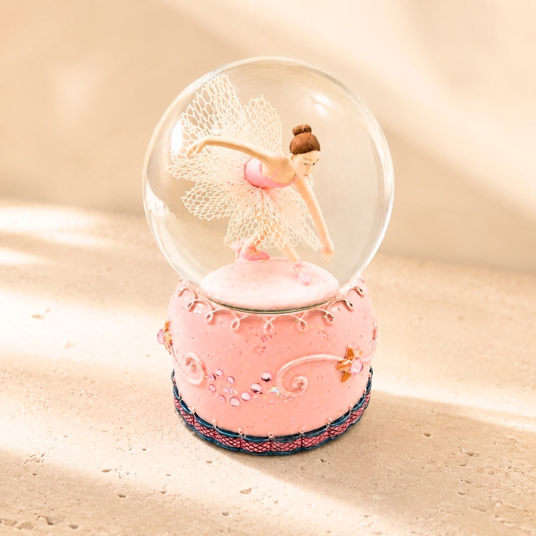 Ballerina Danzante in Globo di Vetro 12 cm con Possibilità di Personalizzazione Incisa - Elegante Decorazione Pastello per Regalo agli Amanti del Balletto, Realizzata in Polyresina e Vetro