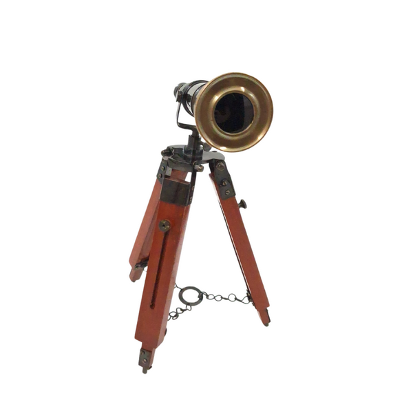 Cannocchiale in Ottone su Treppiede con Possibilità di Personalizzazione Incisa - Elegante Elemento Decorativo da Regalo, Altezza Regolabile fino a 30 cm