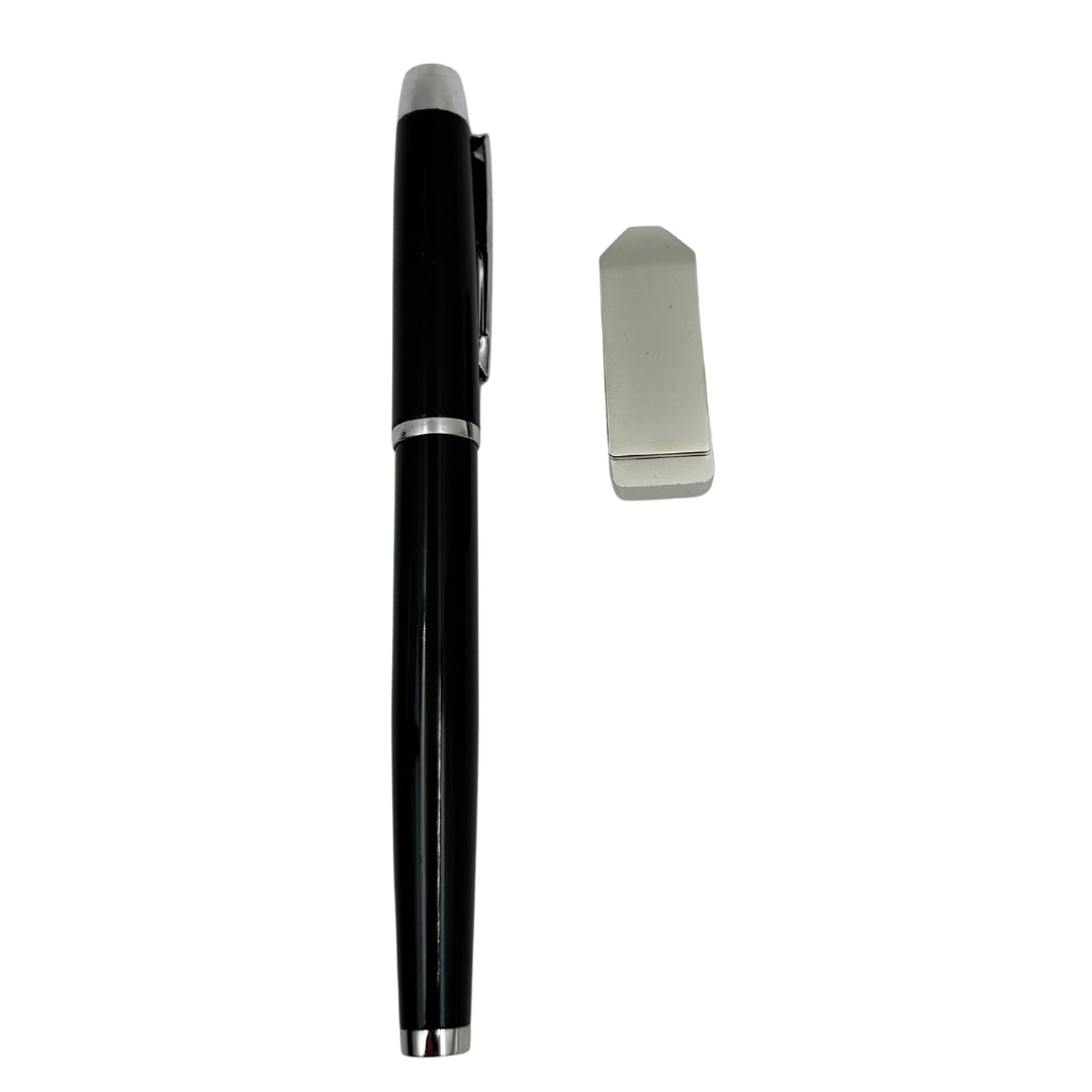 Elegante Set Regalo Premium con Personalizzazione – Taccuino in Pelle A5, Penna e Pendrive 16GB in Scatola Nero-Oro