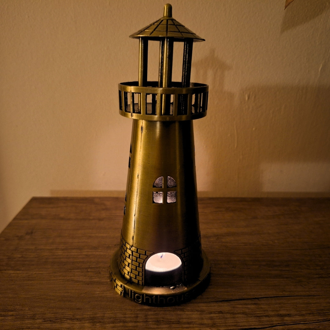 Faro Portacandela per Tealight 18,5 cm in Oro Antico con Opzione di Incisione