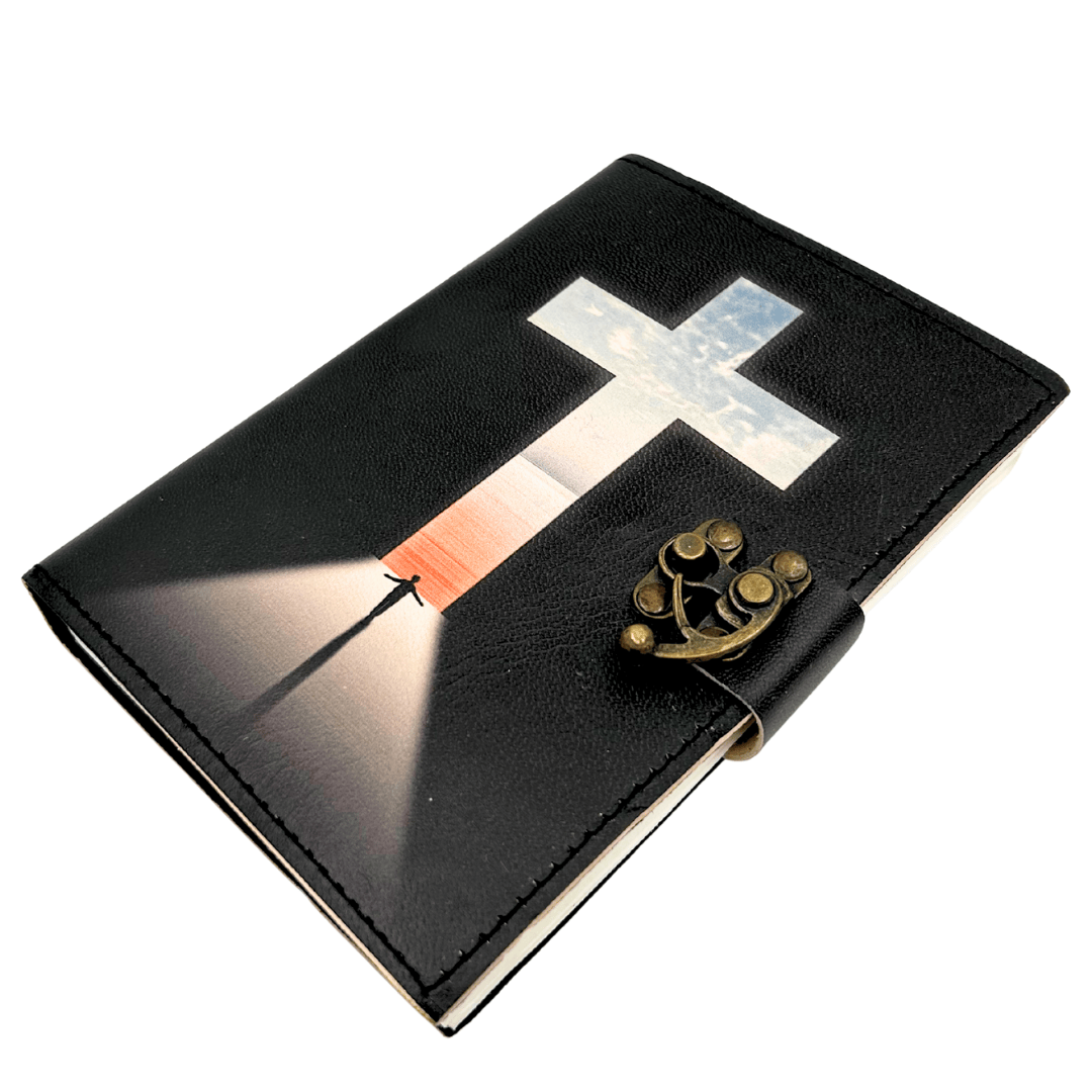 Taccuino in pelle Croce Religiosa Libro di preghiere con incisione