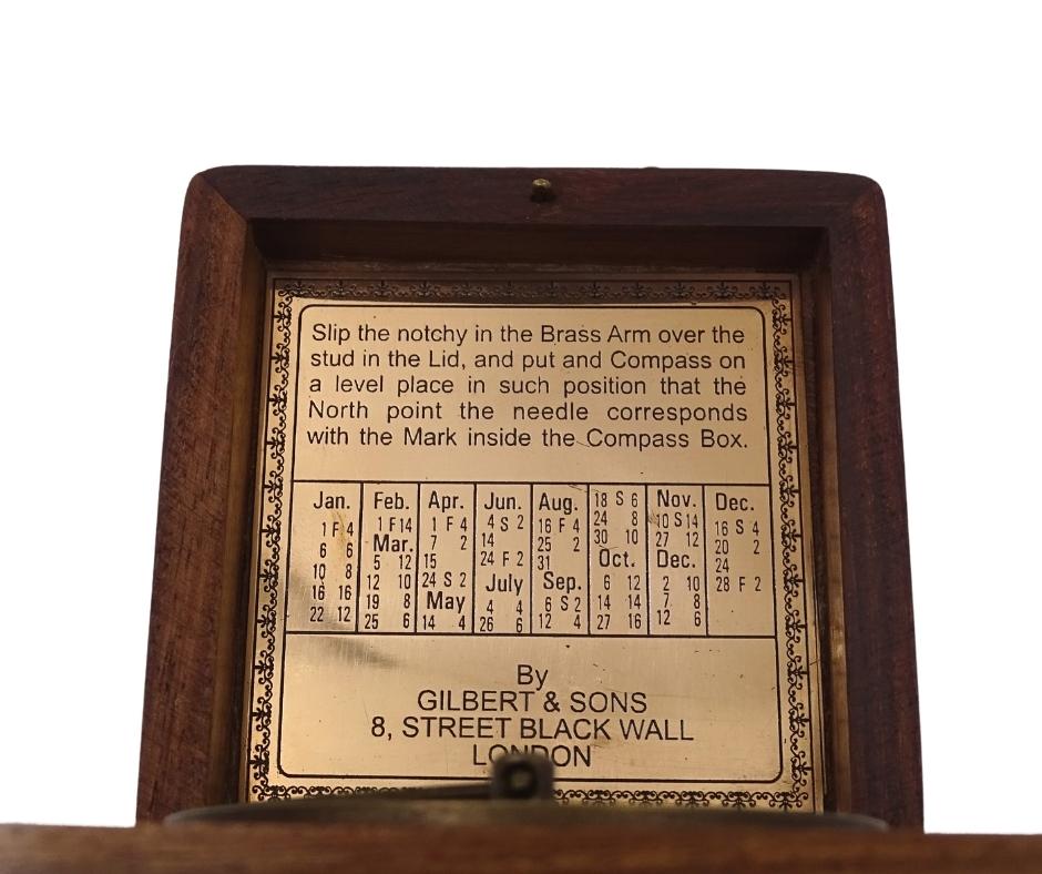 Bussola con Orologio Solare Gilbert in Custodia di Legno con Possibilità di Personalizzazione Incisa