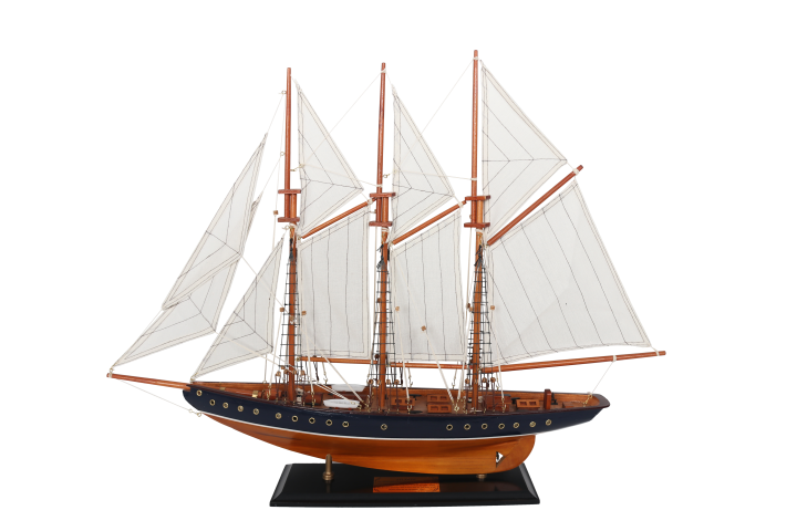 Modello di schooner Atlantic 72 cm - Replica della leggendaria nave con possibilità di personalizzazione tramite incisione - Regalo ideale per appassionati di vela - Realizzato in legno con vele in tessuto