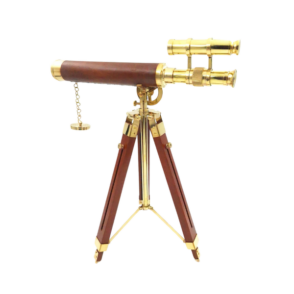 Cannocchiale su Treppiede in Ottone 57 cm con Possibilità di Personalizzazione Incisa