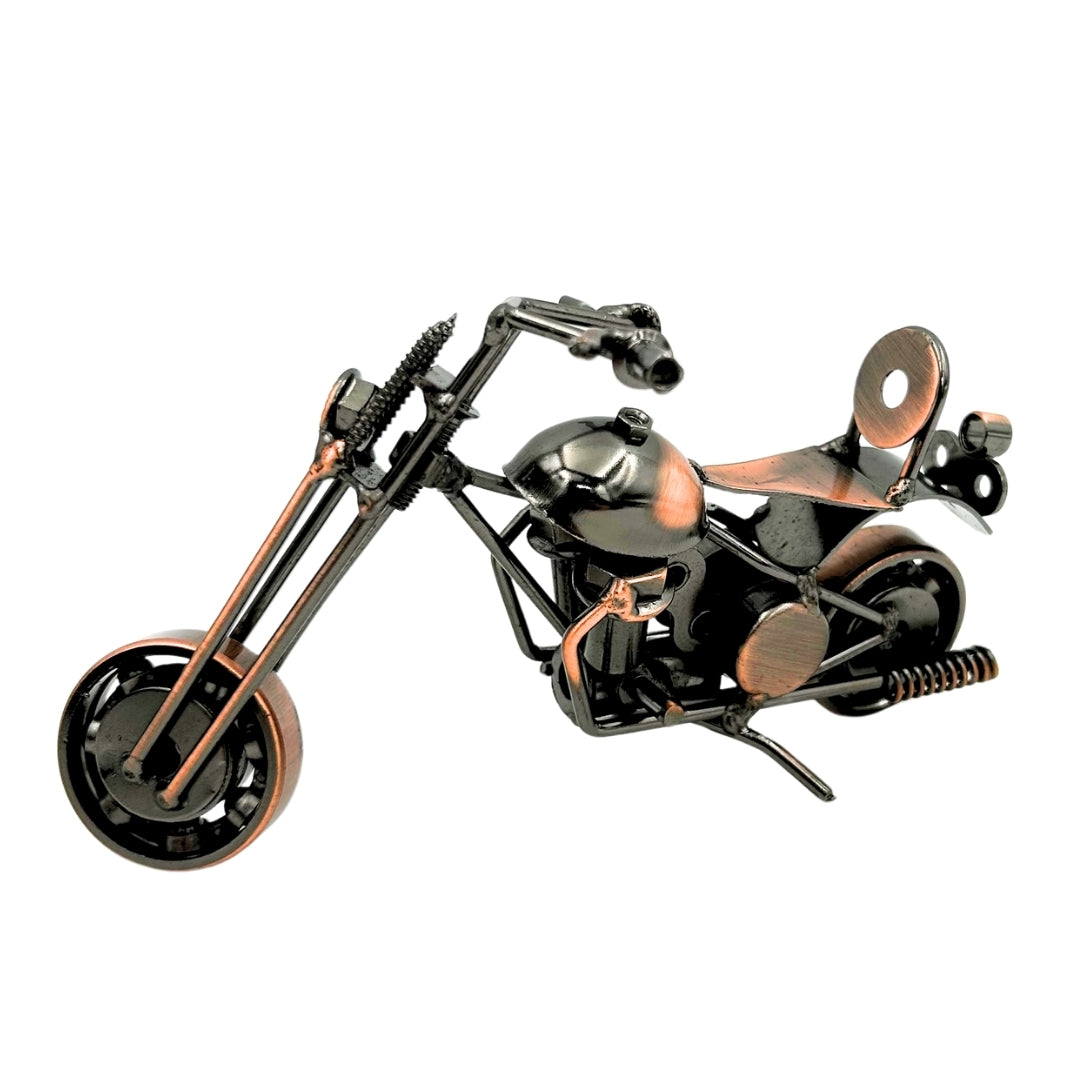 Modello di motocicletta Chopper M33 con incisione - Metallo, color rame-antracite, 15x6x9,5 cm