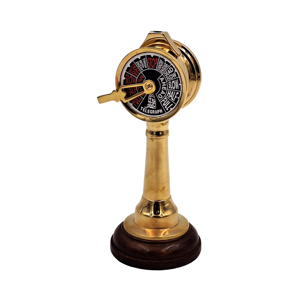 Telegrafo da nave COM-2005 in ottone e legno, altezza 16 cm, incisione personalizzata, ideale come regalo per appassionati di navigazione