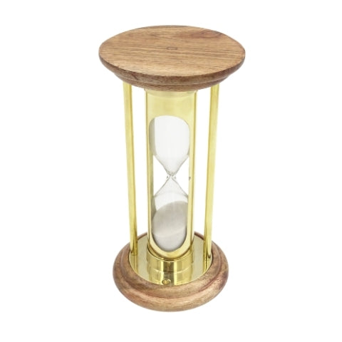 Clessidra in Ottone e Legno 5 min con Possibilità di Incisione