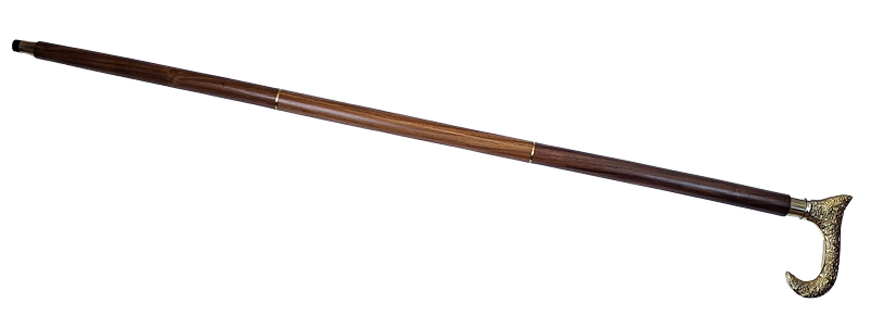 Bastone da Passeggio in Legno con Manico Dorato - Pieghevole - Regalo Elegante con Possibilità di Personalizzazione Incisa - 91,5 cm, Marrone con Impugnatura in Ottone