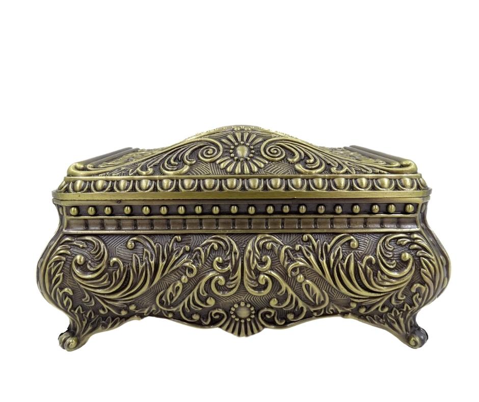Elegante scatola metallica decorativa con incisione