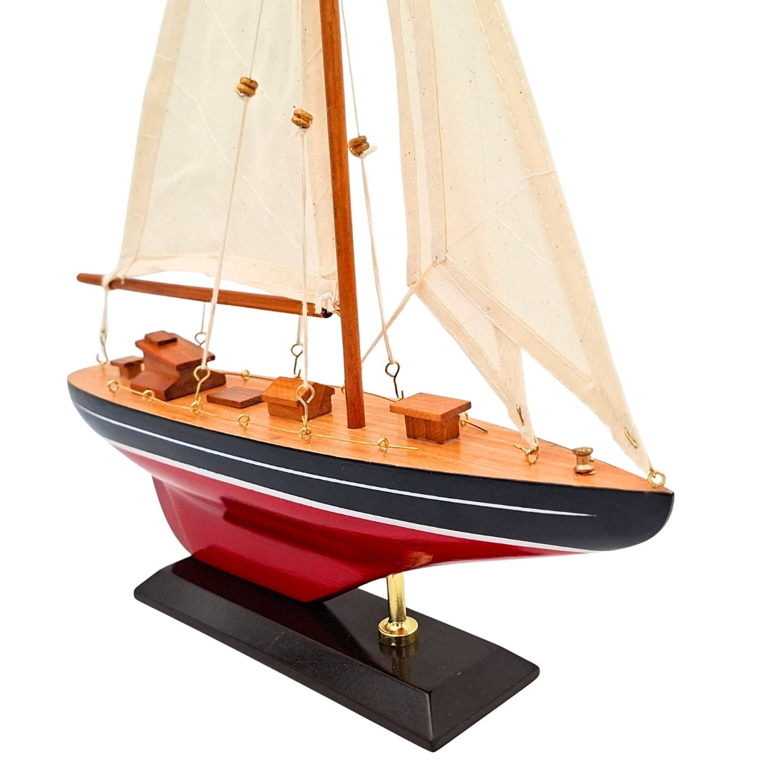 Elegante Modello in Legno di Yacht a Vela 30 cm con Personalizzazione tramite Incisione