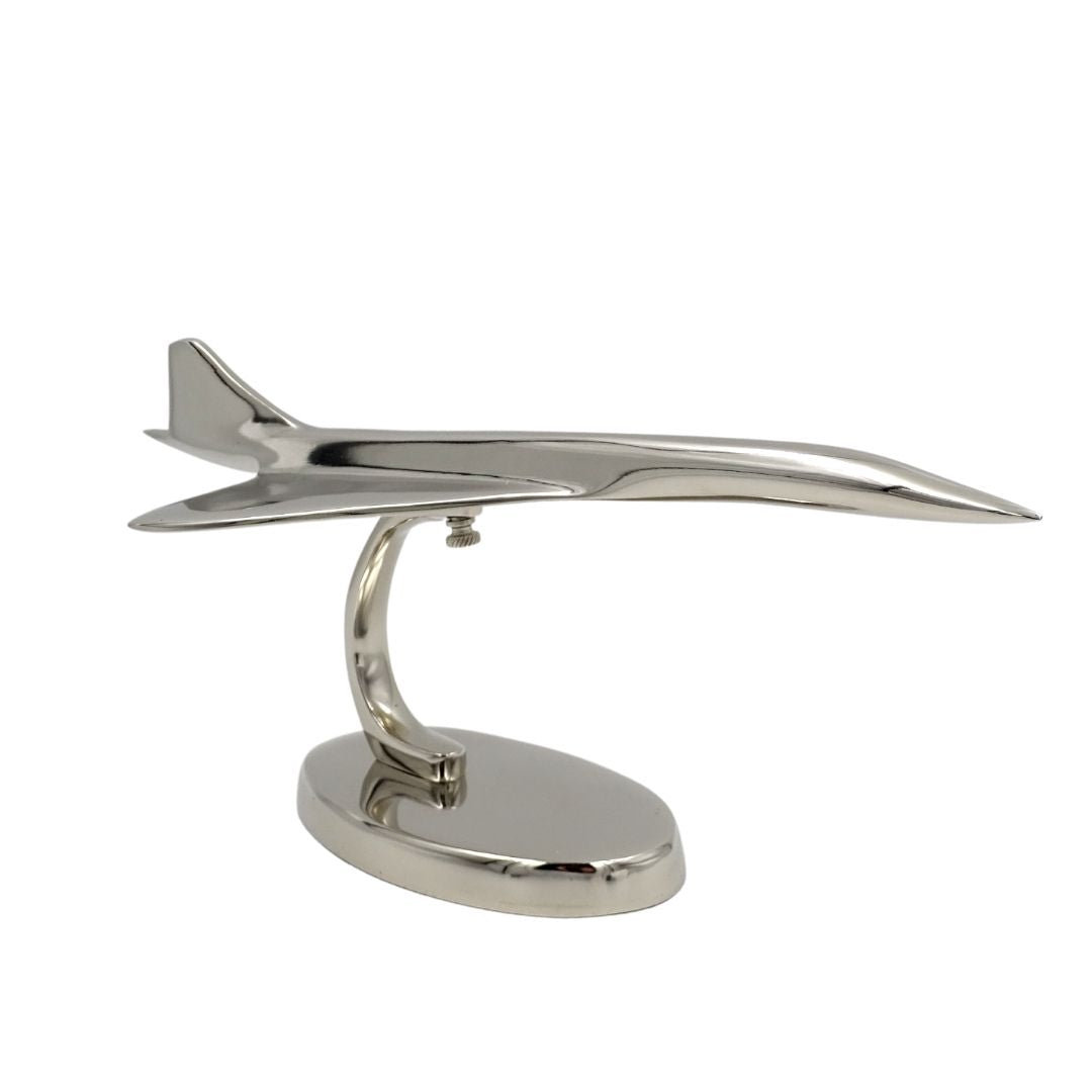 Modello metallico di aereo Concorde color argento con possibilità di personalizzazione tramite incisione