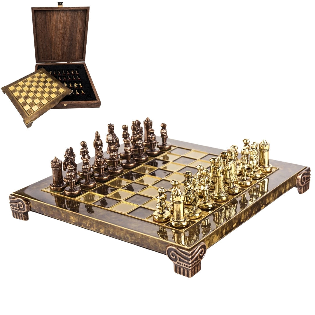 Scacchi metallici esclusivi Bizantini 20x20 cm con incisione personalizzata