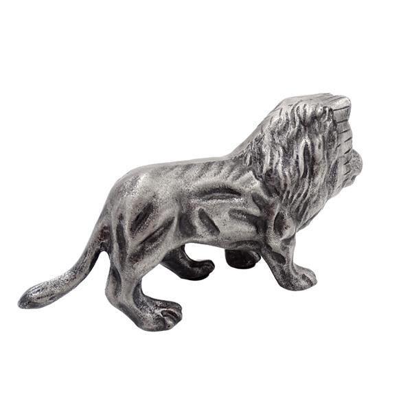 Figura decorativa LEO in alluminio color argento, incisione personalizzata