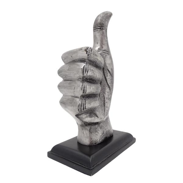 Figura decorativa pollice "OK" in alluminio 20 cm con possibilità di personalizzazione incisa