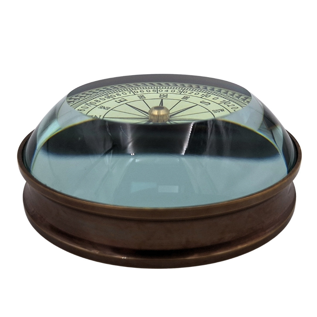 Bussola a Lente in Ottone Retrò Replica con Incisione – Regalo Personalizzato per Viaggiatori, Stile Marinaretto, Dimensioni 8x8x2,7 cm, Ottone e Vetro, Proverbio Ispiratore