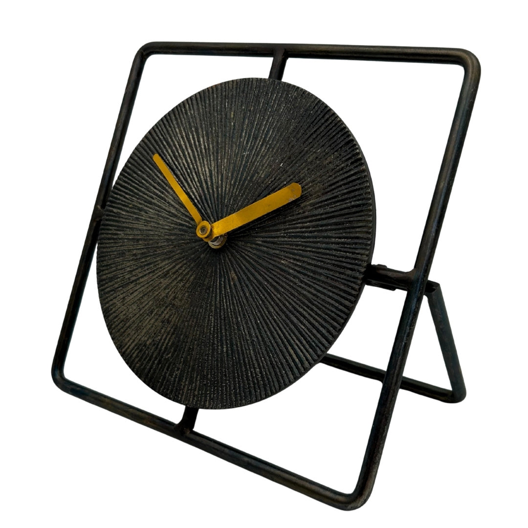 Orologio Rotondo Elegante in Metallo 20 cm Nero-Oro con Possibilità di Personalizzazione Incisa