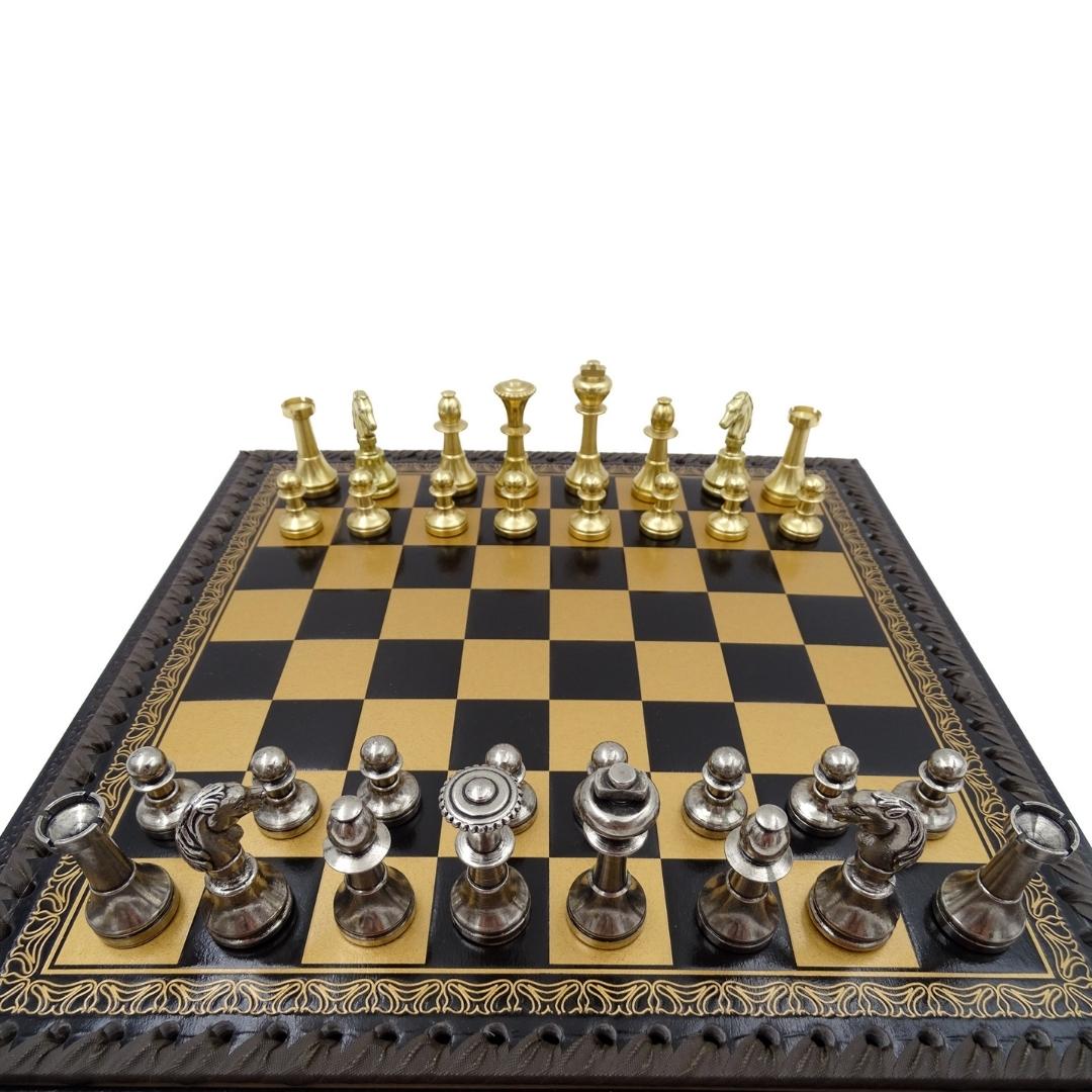 Scacchi esclusivi in ottone Italfama 28x28 cm con incisione personalizzata