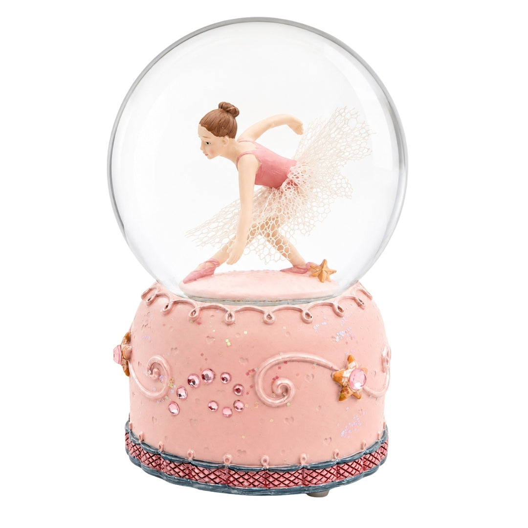 Ballerina Danzante in Globo di Vetro 12 cm con Possibilità di Personalizzazione Incisa - Elegante Decorazione Pastello per Regalo agli Amanti del Balletto, Realizzata in Polyresina e Vetro