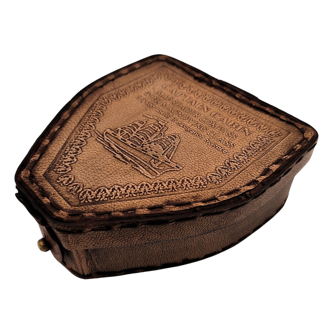 Bussola del viaggiatore con incisione personalizzata in custodia di pelle - gadget retrò in ottone per regalo, 9,25 cm con scritta ispiratrice