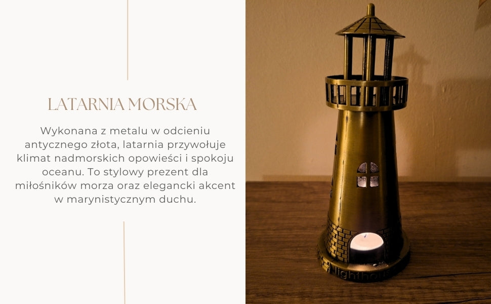 Faro Portacandela per Tealight 18,5 cm in Oro Antico con Opzione di Incisione