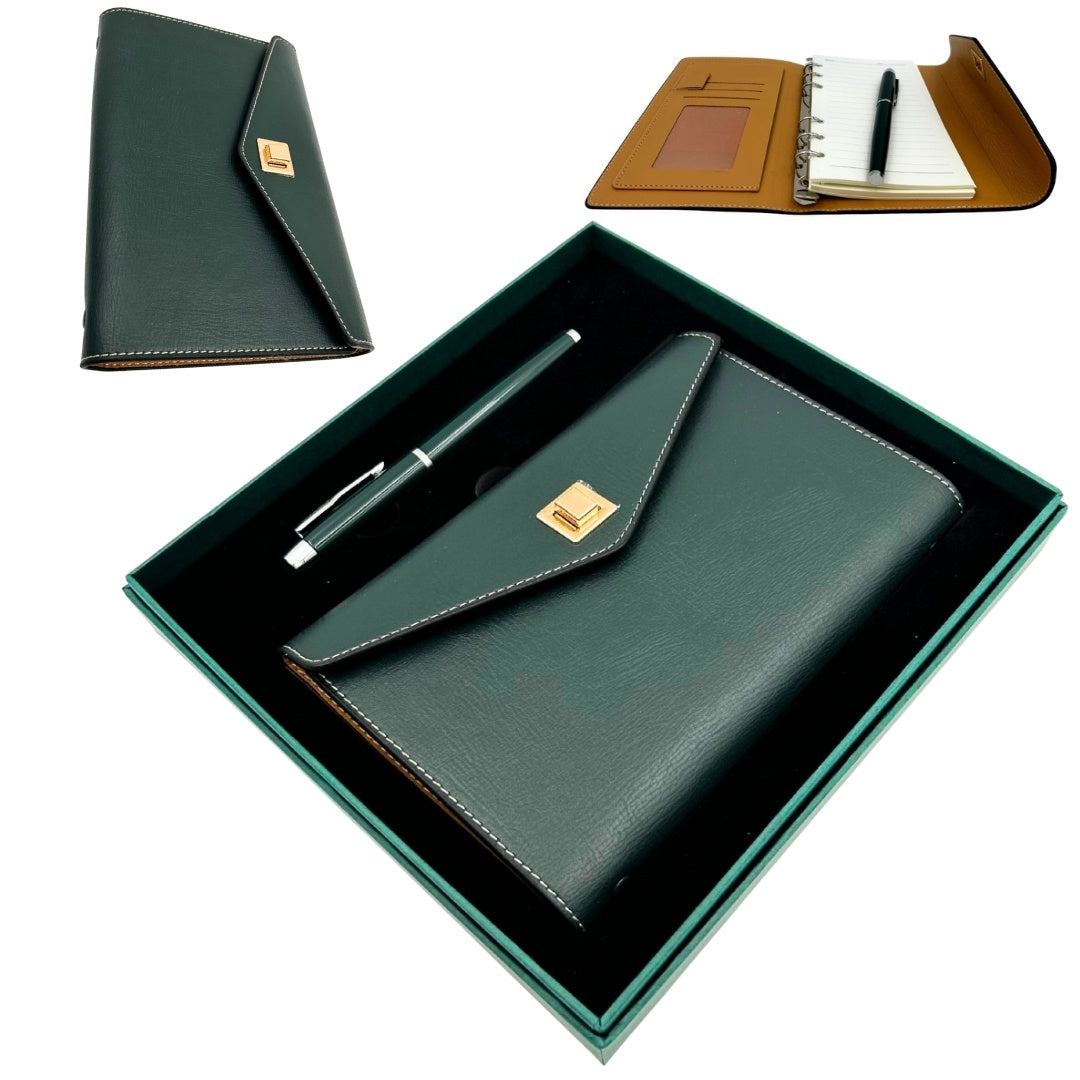 Elegante Set Regalo con Incisione Personalizzata - Taccuino in Pelle A6 con Penna di Alta Qualità in Scatola Regalo di Lusso