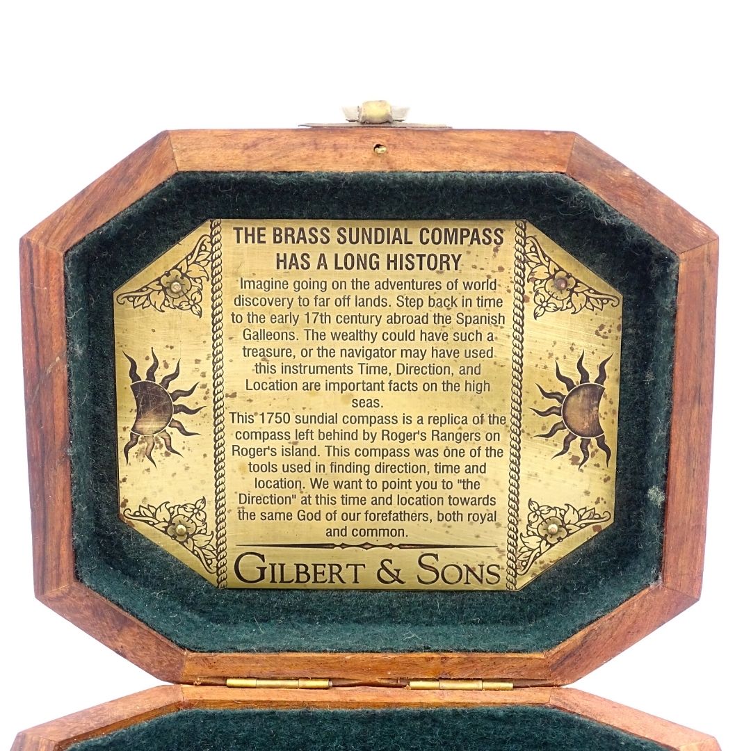 Orologio solare con bussola retrò in scatola di legno con possibilità di personalizzazione incisione