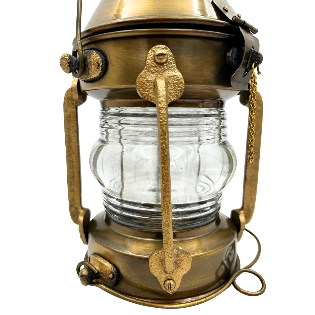 Lampada da marinaio in metallo retrò 34 cm con possibilità di personalizzazione tramite incisione in colore ottone invecchiato