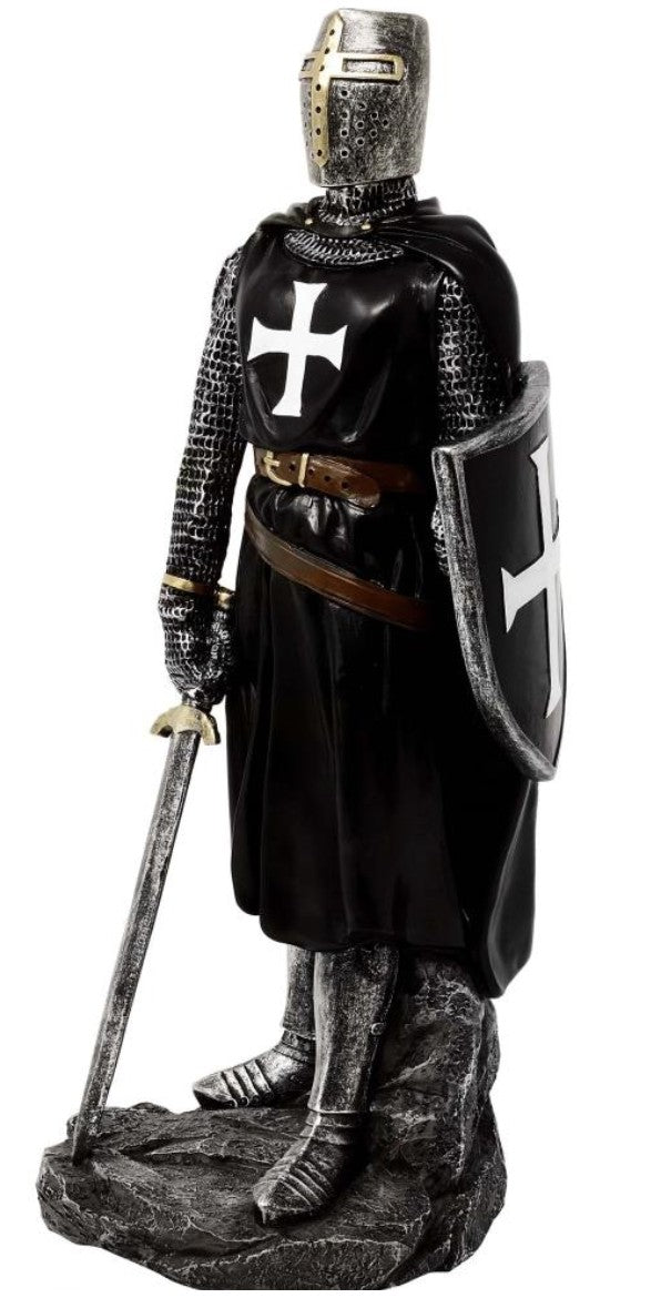 Cavaliere Crociato in Poliresina MC-23078 - Statuetta 30cm con Possibilità di Personalizzazione con Incisione
