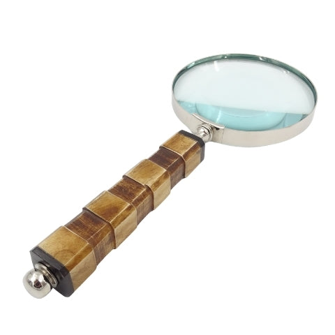 Elegante Lente d'Ingrandimento per Lettura con Manico in Osso NC1099A con Possibilità di Incisione Personalizzata, Scocca Argentata in Ottone, Perfetta come Regalo per Anziani, Nonni o Collezionisti, Altezza 24,5 cm