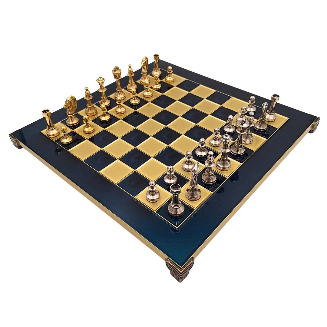 Scacchi metallici classici grandi esclusivi Stauton S34 con incisione