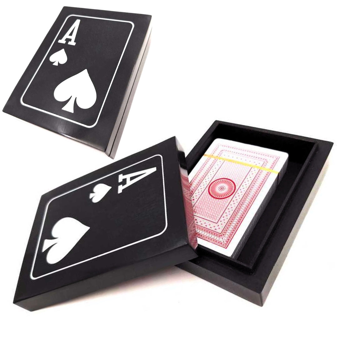 Elegante Set di Carte da Gioco con Incisione Personalizzata in Scatola Nera di Resina e MDF